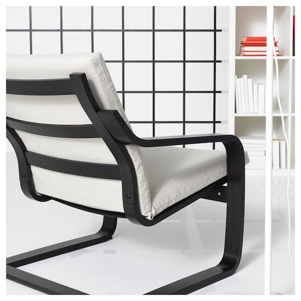 Ikea POÄNG - Low-back armchair, black/Katorp natural/beige color