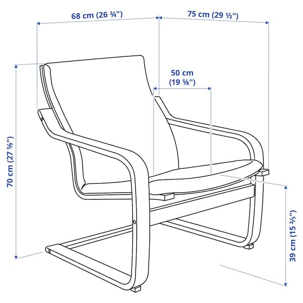 Ikea POÄNG - Low Back Armchair, Black/Vissle Red