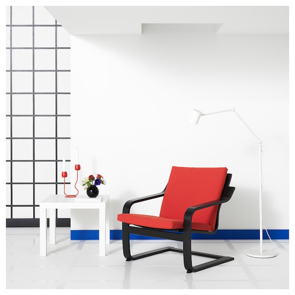 POÄNG - Low Back Armchair, Black/Vissle Red