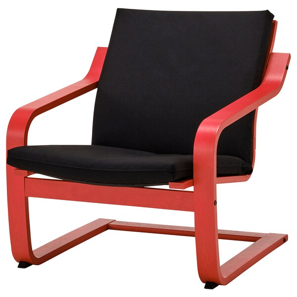 POÄNG - Low Back Armchair, Red/Vissle Black