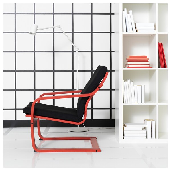 POÄNG - Low Back Armchair, Red/Vissle Black