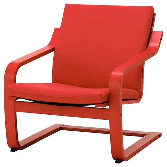 Ikea POÄNG - Low-back armchair, red/Vissle red