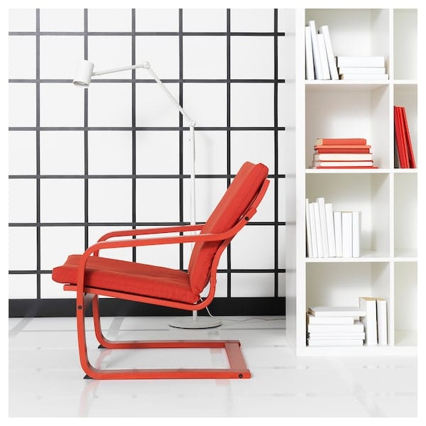 Ikea POÄNG - Low-back armchair, red/Vissle red