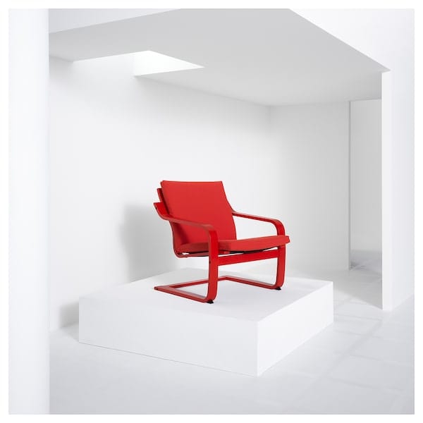 Ikea POÄNG - Low-back armchair, red/Vissle red