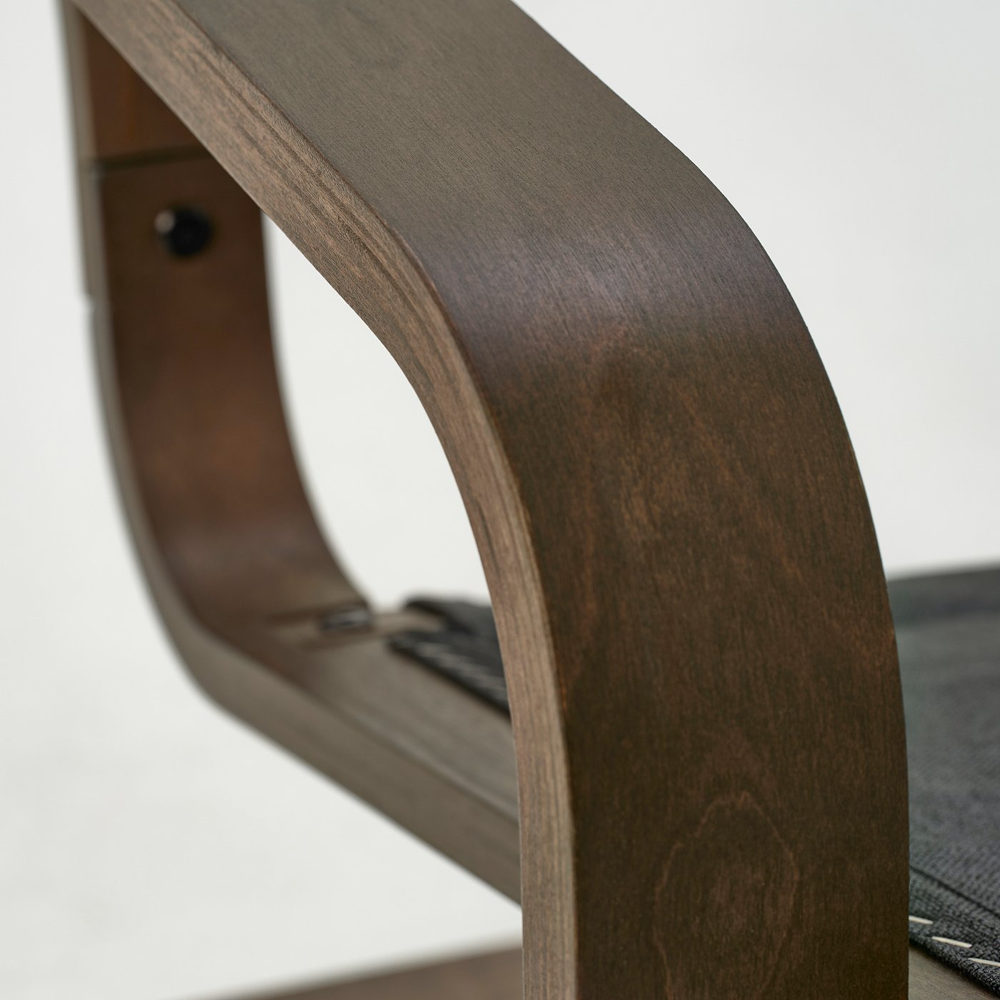 POÄNG armchair and footstool, walnut effect/Knisa light beige