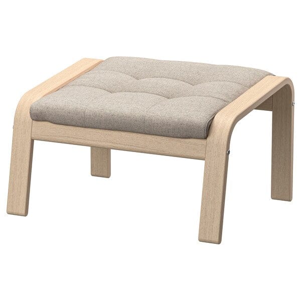 Ikea POÄNG - Armchair and footstool, mord white oak veneer/Gunnared beige ,