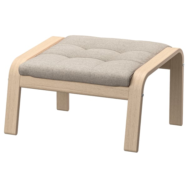 POÄNG armchair and footstool, white stained oak veneer/Gunnared beige
