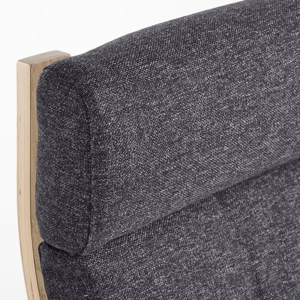 POÄNG - Armchair and footstool, mord white oak veneer/Gunnared dark grey ,