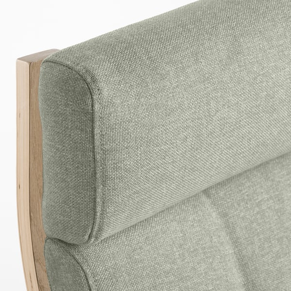 POÄNG armchair and footstool, white stained oak veneer/Gunnared light green