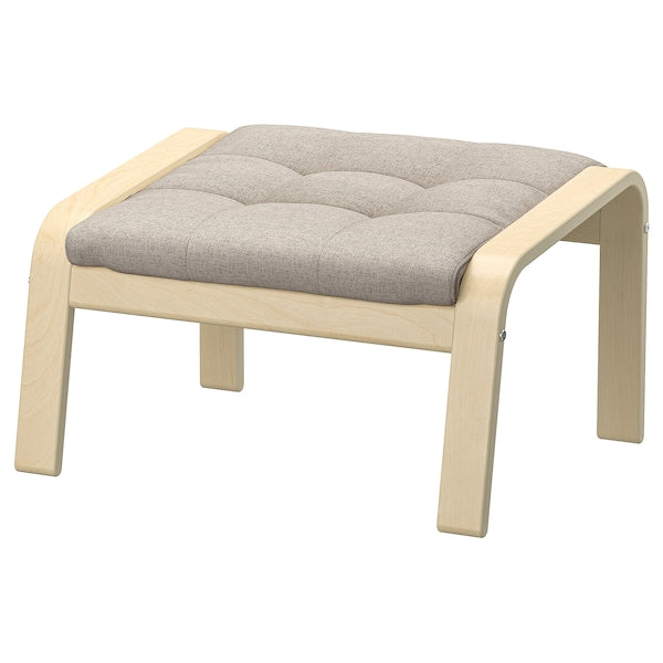 POÄNG - Armchair and footstool, birch veneer/Gunnared beige ,