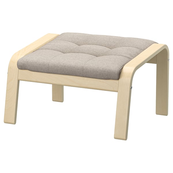 POÄNG - Armchair and footstool, birch veneer/Gunnared beige ,
