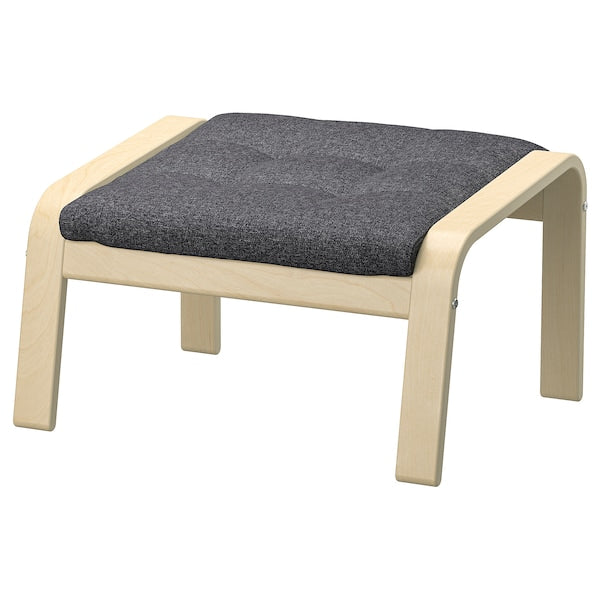 POÄNG - Armchair and footstool, birch veneer/Gunnared dark grey ,