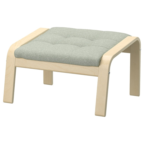 POÄNG - Armchair and footstool, birch veneer/Gunnared light green ,