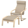 POÄNG armchair and footstool, birch veneer/Kelinge beige