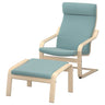 POÄNG armchair and footstool, birch veneer/Kelinge grey-blue