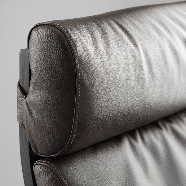POÄNG - Armchair and footstool, black-brown/Glose brown