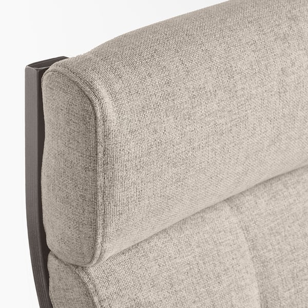 POÄNG armchair and footstool, black-brown/Gunnared beige