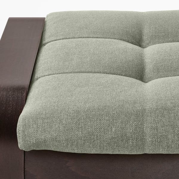 POÄNG armchair and footstool, black-brown/Gunnared light green