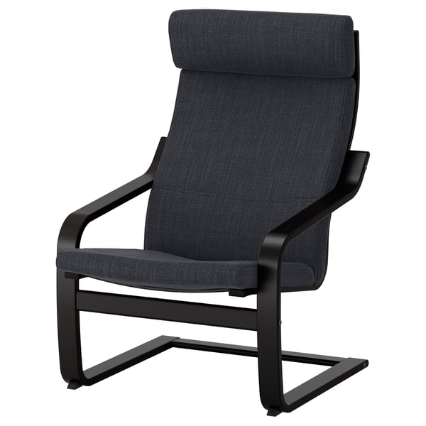 POÄNG armchair and footstool, black-brown/Hillared anthracite