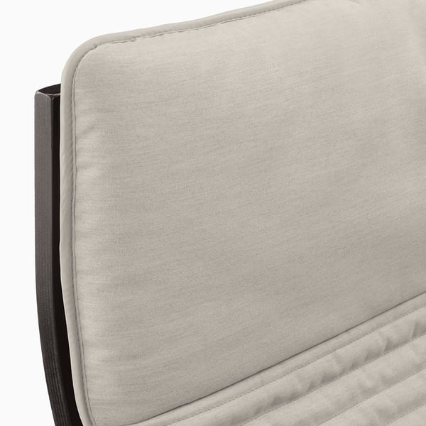 POÄNG armchair and footstool, black-brown/Knisa light beige