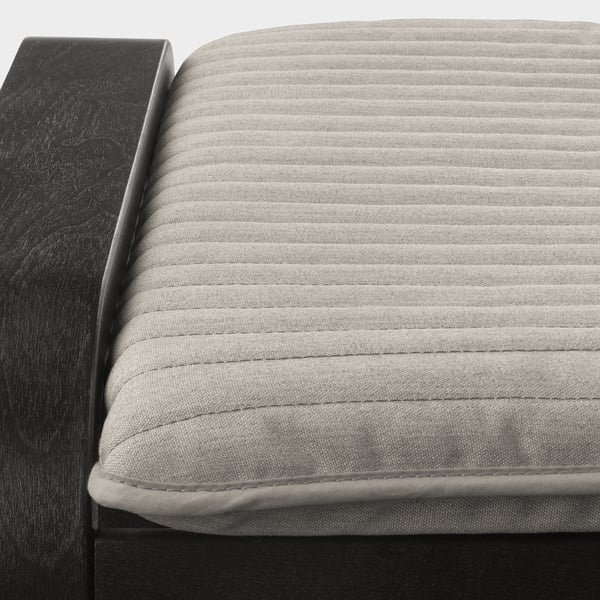 POÄNG armchair and footstool, black-brown/Knisa light beige