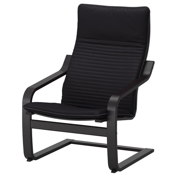 POÄNG armchair and footstool, black-brown/Knisa black