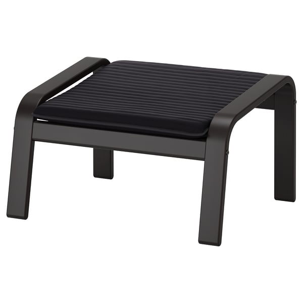 POÄNG armchair and footstool, black-brown/Knisa black