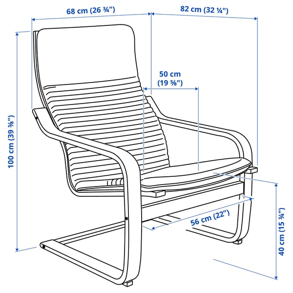 POÄNG armchair and footstool, black-brown/Knisa black