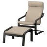 POÄNG armchair and footstool, black/Kelinge beige