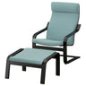 POÄNG armchair and footstool, black/Kelinge grey-blue