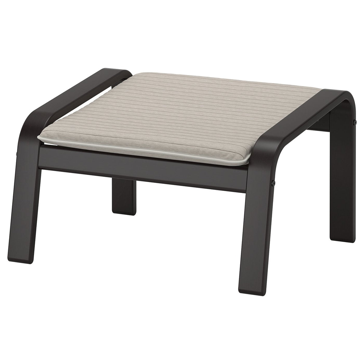 POÄNG armchair and footstool, black/Knisa light beige