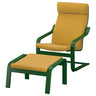 POÄNG armchair and footstool, dark green/Kelinge dark yellow