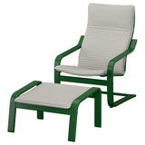POÄNG armchair and footstool, dark green/Knisa light beige