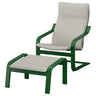 POÄNG armchair and footstool, dark green/Knisa light beige