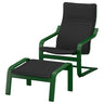 POÄNG armchair and footstool, dark green/Knisa black