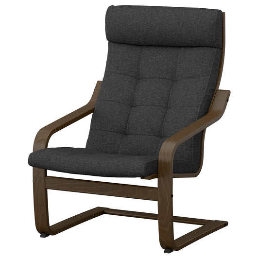 POÄNG armchair, walnut effect/Gunnared dark grey, 68x100x82 cm