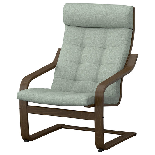 POÄNG armchair, walnut effect/Gunnared light green, 68x100x82 cm