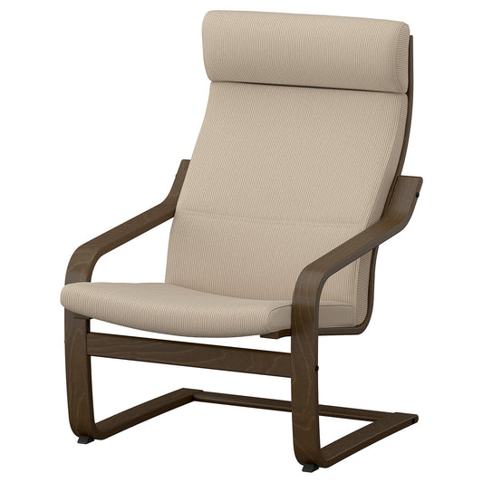 POÄNG armchair, walnut effect/Kelinge beige, 68x100x82 cm