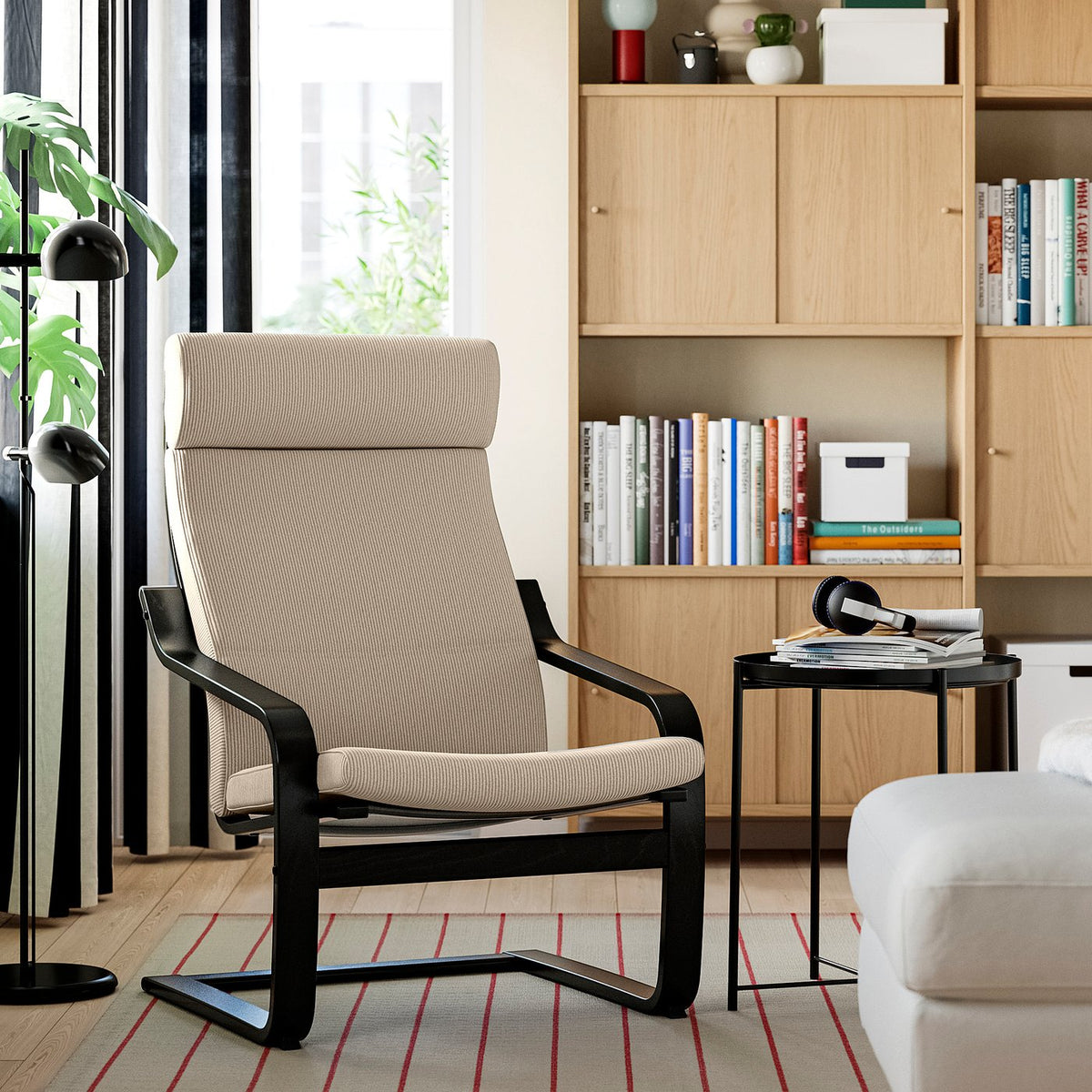 POÄNG armchair, walnut effect/Kelinge beige, 68x100x82 cm