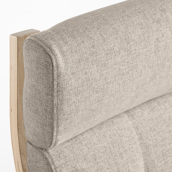 POÄNG armchair, white stained oak veneer/Gunnared beige, 56x100x82 cm