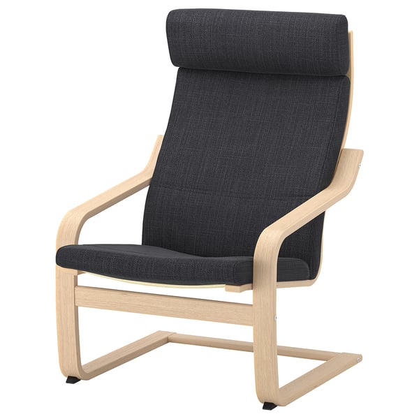 POÄNG armchair, white stained oak veneer/Hillared anthracite, 68x100x82 cm