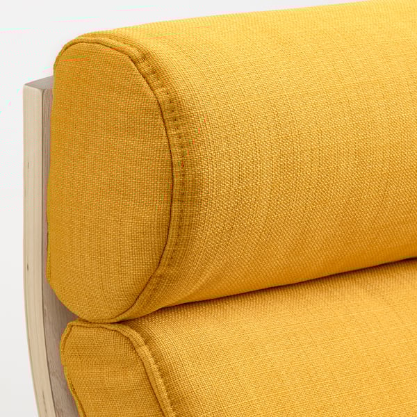 POÄNG Armchair - white mord oak veneer/Skiftebo yellow ,
