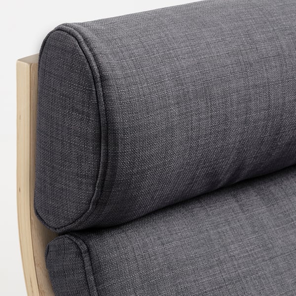 POÄNG Armchair - mord oak veneer white/Skiftebo dark grey ,