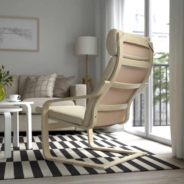 POÄNG - Armchair, birch veneer/ivory glose ,