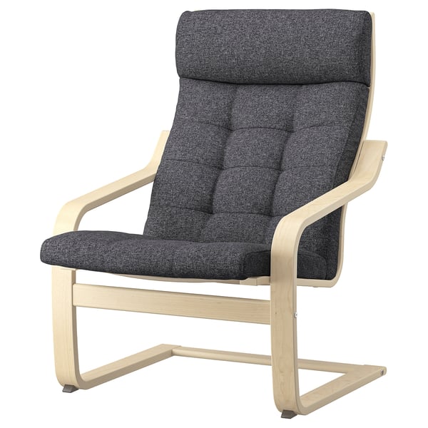 POÄNG - Armchair, birch veneer/Gunnared dark grey ,