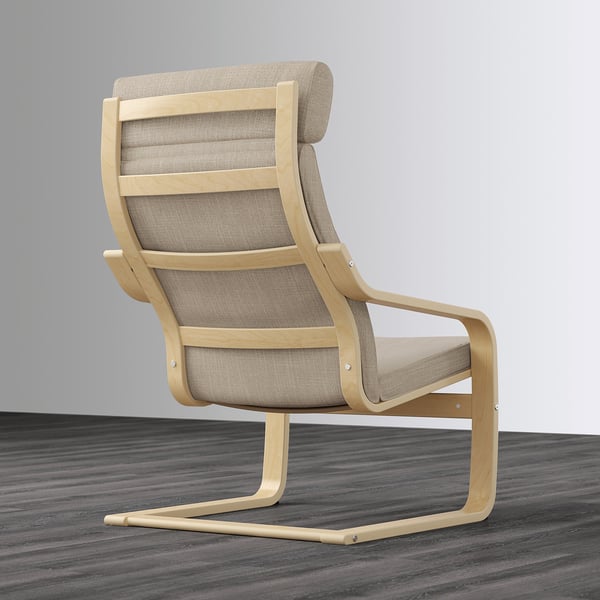 POÄNG armchair, birch veneer/Hillared beige, 56x100x82 cm