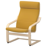 POÄNG armchair, birch veneer/Kelinge dark yellow, 68x100x82 cm