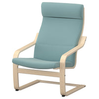 POÄNG armchair, birch veneer/Kelinge grey-blue, 68x100x82 cm