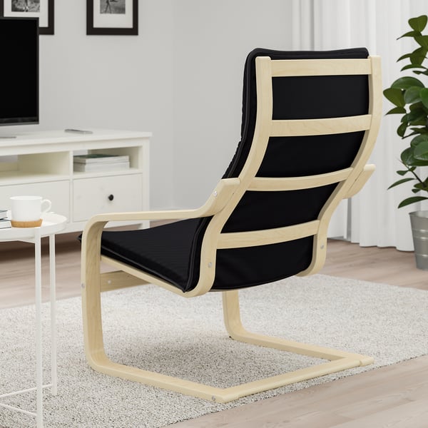 POÄNG armchair, birch veneer/Knisa black, 56x100x82 cm
