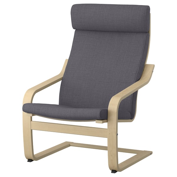 POÄNG armchair, birch veneer/Skiftebo dark grey, 68x100x82 cm